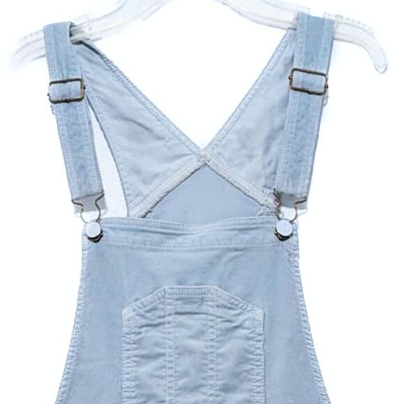 MOTHER Patch Rambler Stone Blue Corduroy Overalls - Picture 6 of 14